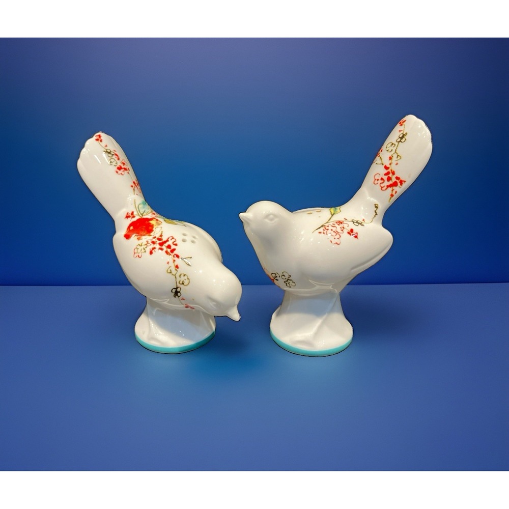 Lenox CHIRP Figural Floral Bird Salt & Pepper Shakers Set of 2 Bone China